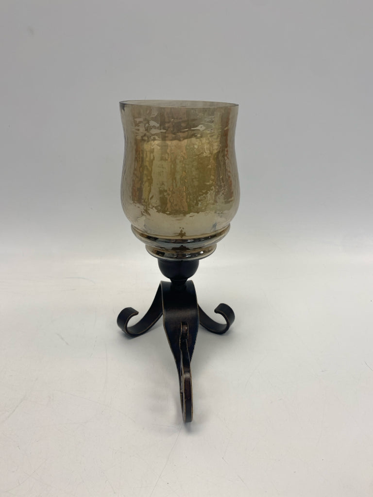 Pier 1 Brown Amber Metal/Glass Candleholder(s)