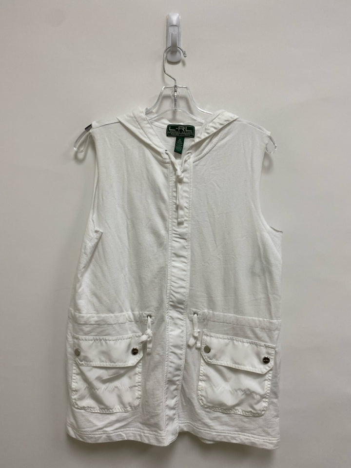 Lauren Ralph Lauren Size M White Hooded Sleeveless Ladies Jacket