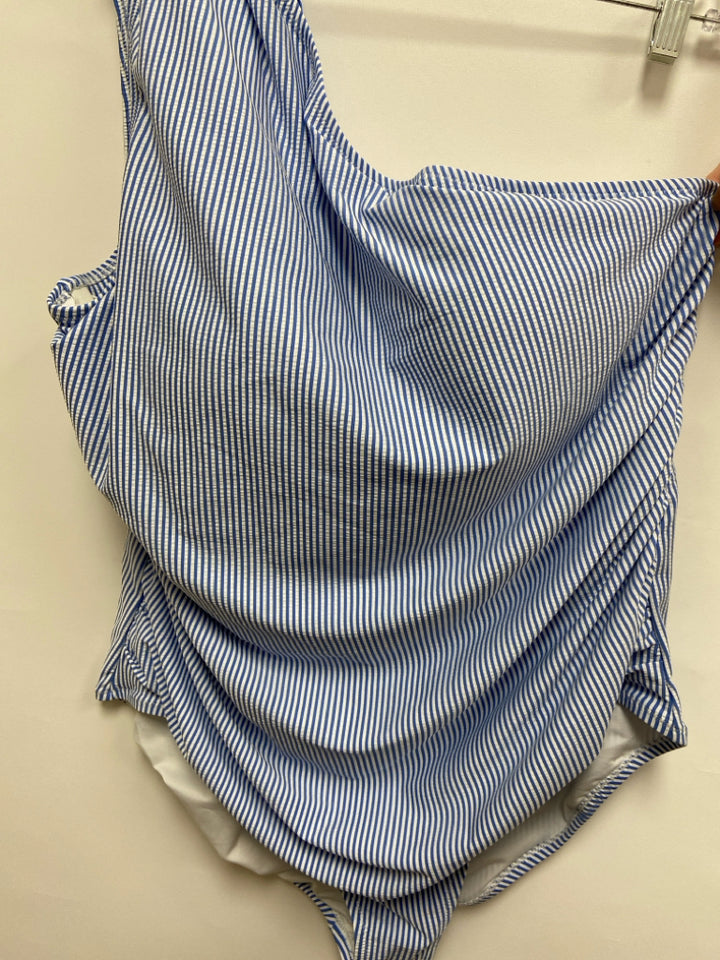 NWT J Crew  SIZE  24 Blue White Striped Plus Size Swimwear