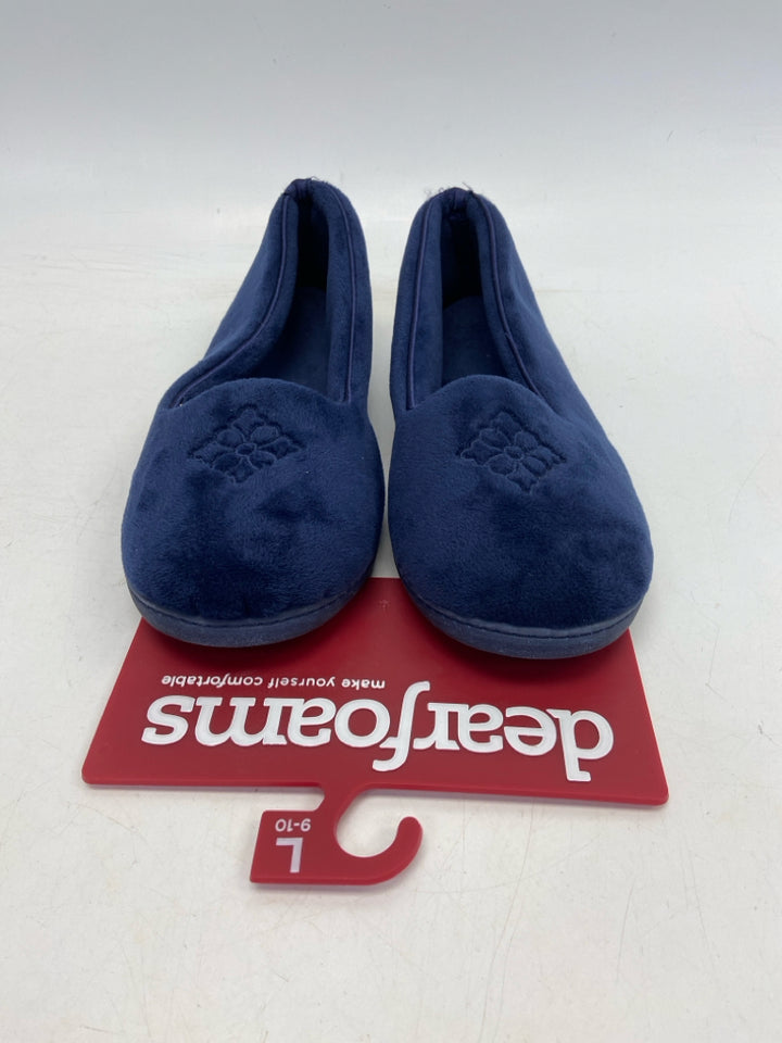 NEW/PKG Dearfoams US Size L Dark Navy Slippers
