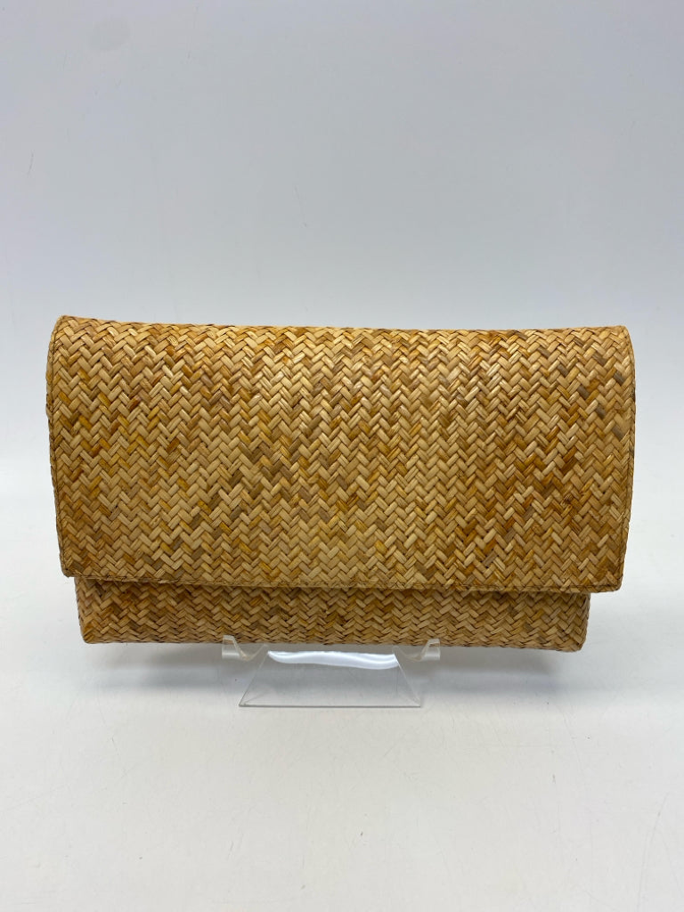 Brown Woven Straw Handbag