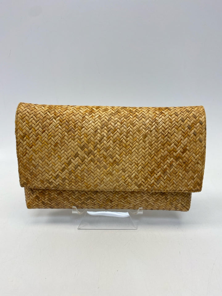 Brown Woven Straw Handbag