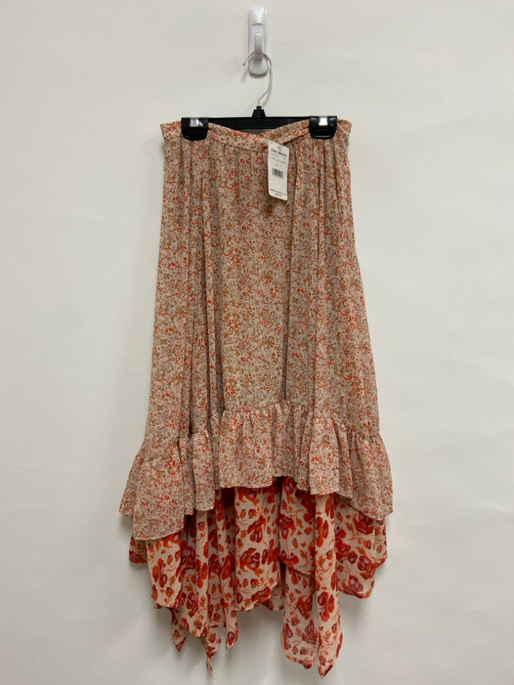 NWT Free People Size 6 Peach/Coral Tan Floral Ladies Skirt