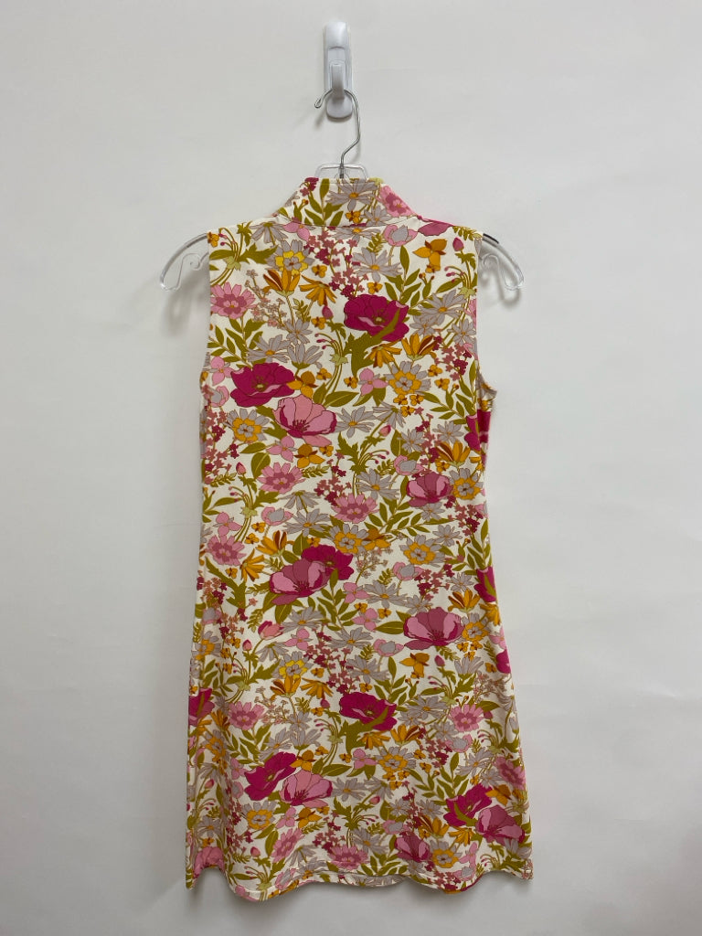 Spartina 449 Size XS Cream/Green Pink/Multi Flowers Sleeveless Ladies Dress