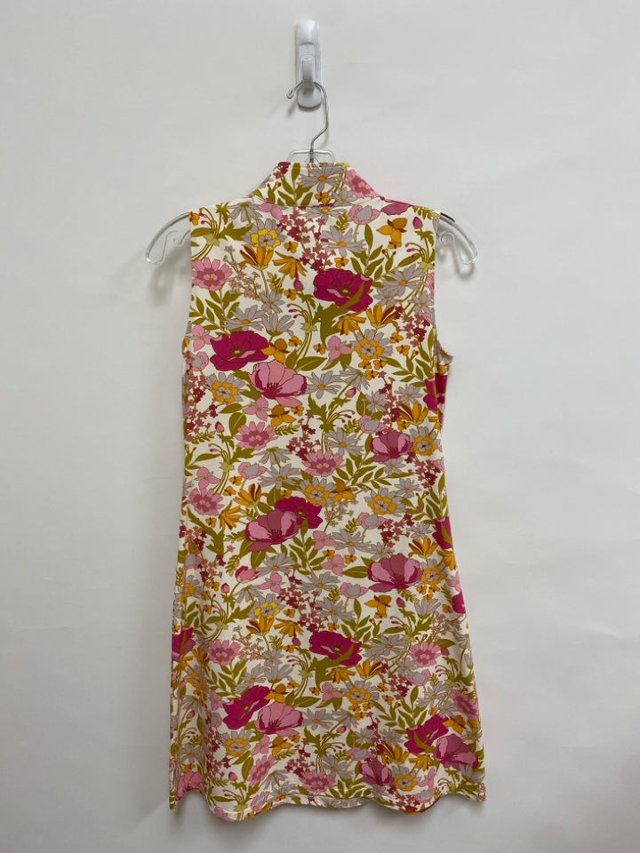 Spartina 449 Size XS Cream/Green Pink/Multi Flowers Sleeveless Ladies Dress
