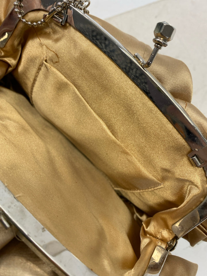 Gold Flower(s) Satin Handbag