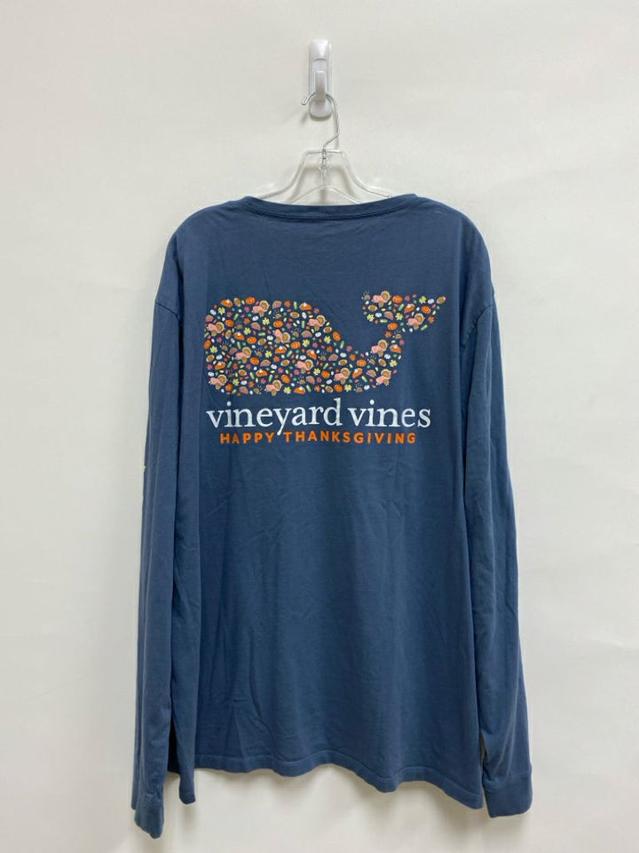 Vineyard Vines Size 2X Dark Blue Thanksgiving Long Sleeve Tee Men&