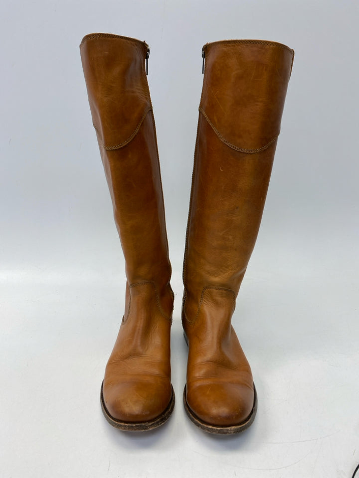Frye US Shoe Size 7.5 Caramel Side Zipper Leather Boots