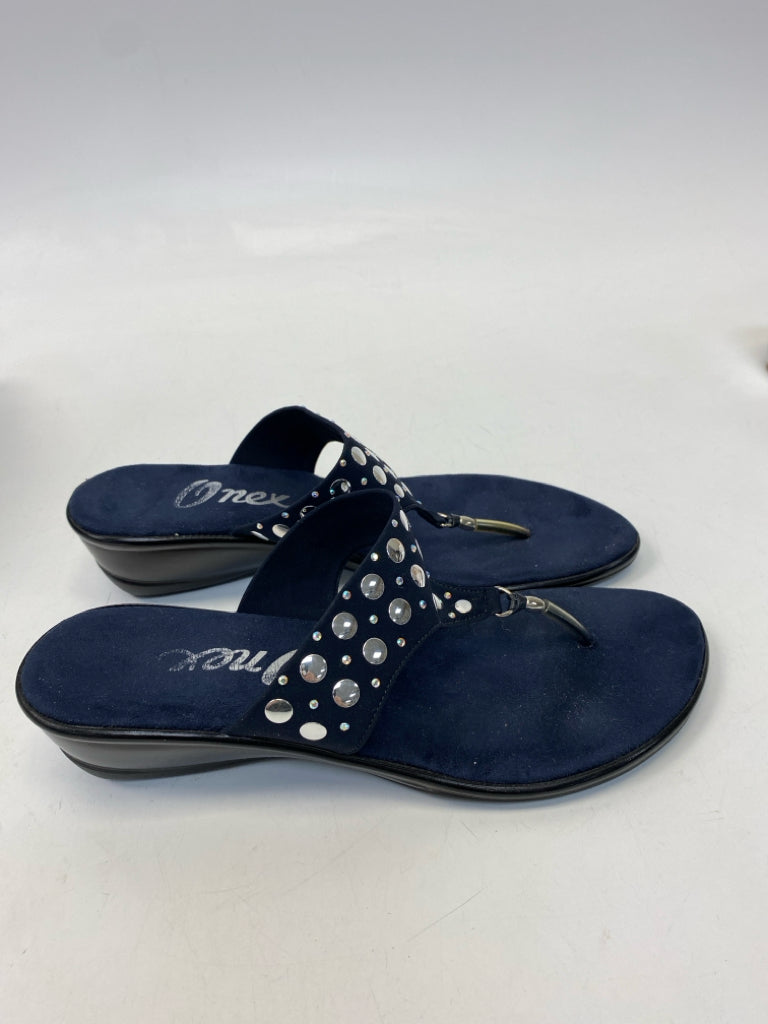 Size 8 Navy Silver Studded Sandals