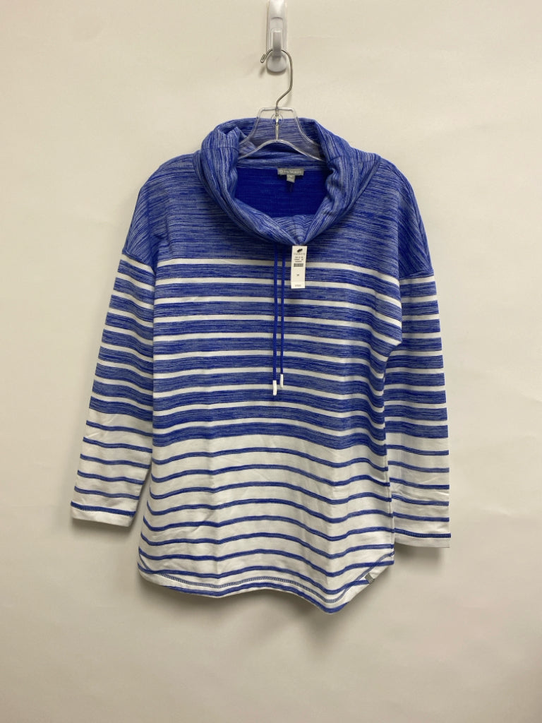 NWT Talbots Size M Blue White Stripes Cowl Neck Ladies Sweatshirt