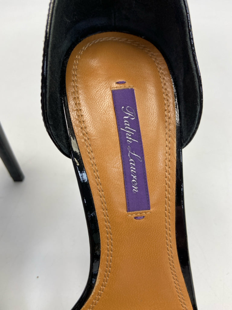 NWOT Ralph Lauren  Size 37B  Black Purple Label Patent Sandals