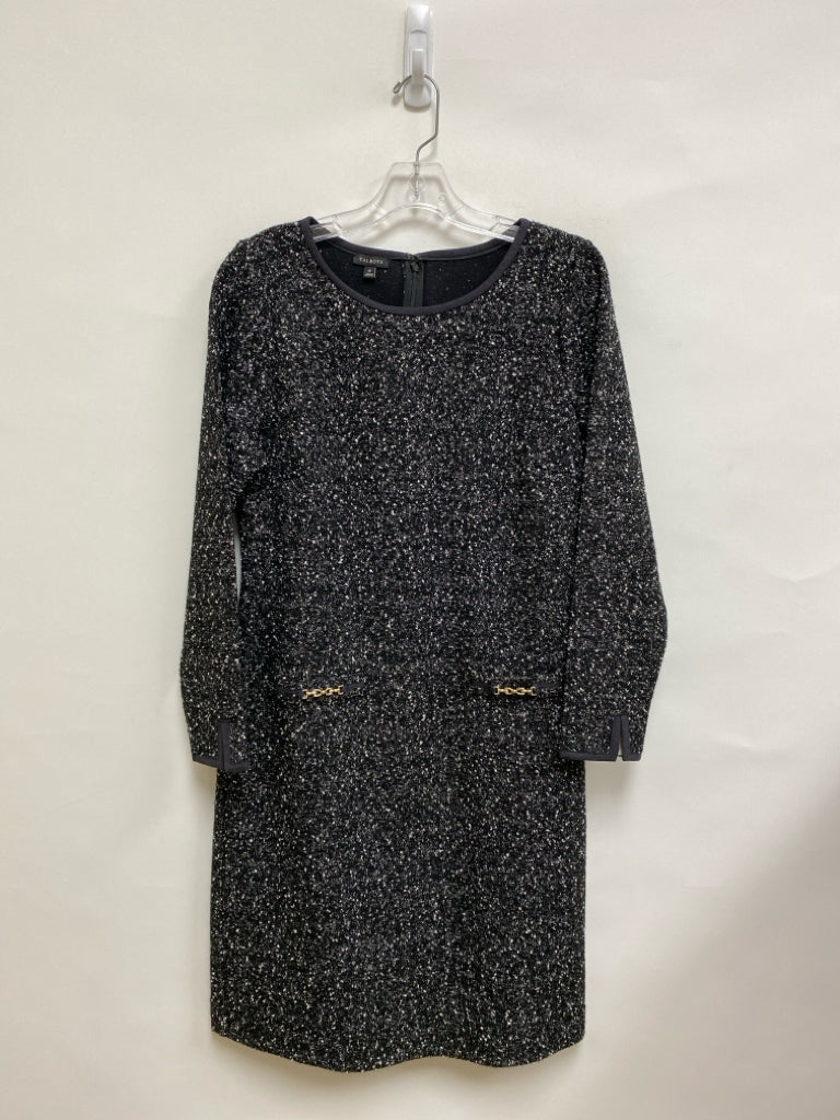 Talbots Size 10 Black/White Speckles Long Sleeve Ladies Dress