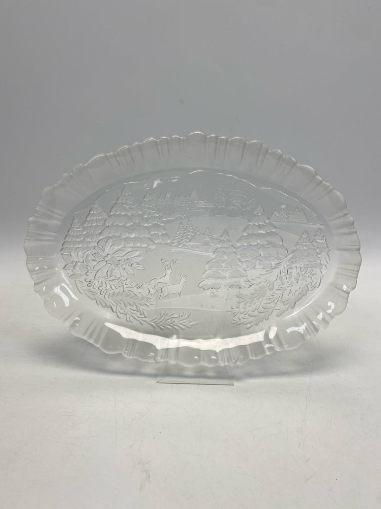 Mikasa Clear Frosted Scene Glass Christmas