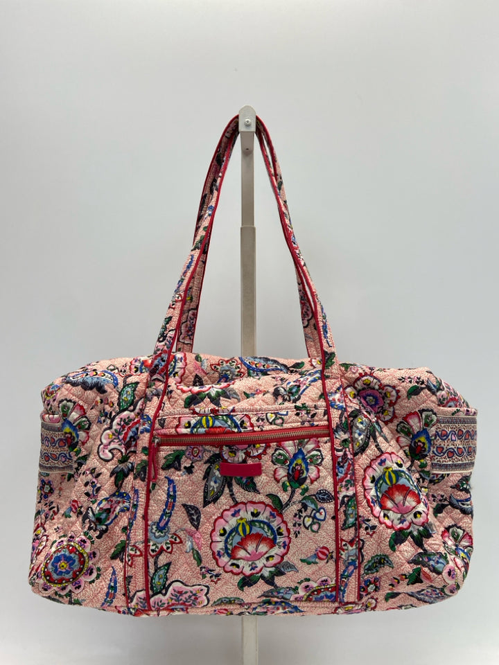 Vera Bradley Dark Pink Multi Color Flowers Duffle Bag