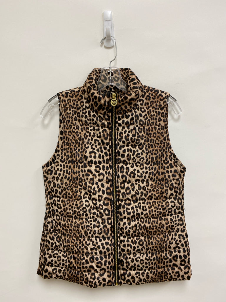 Michael Kors Size S Tan Brown Animal Print Puffer Ladies Vest
