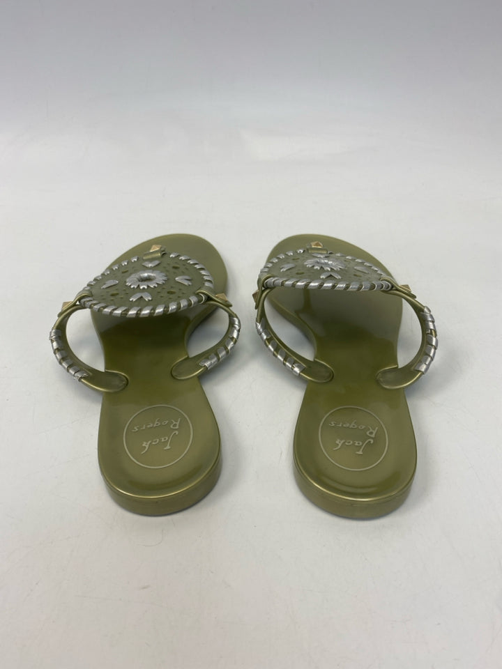 Jack Rogers  Size 8 Lime Green Silver Sandals