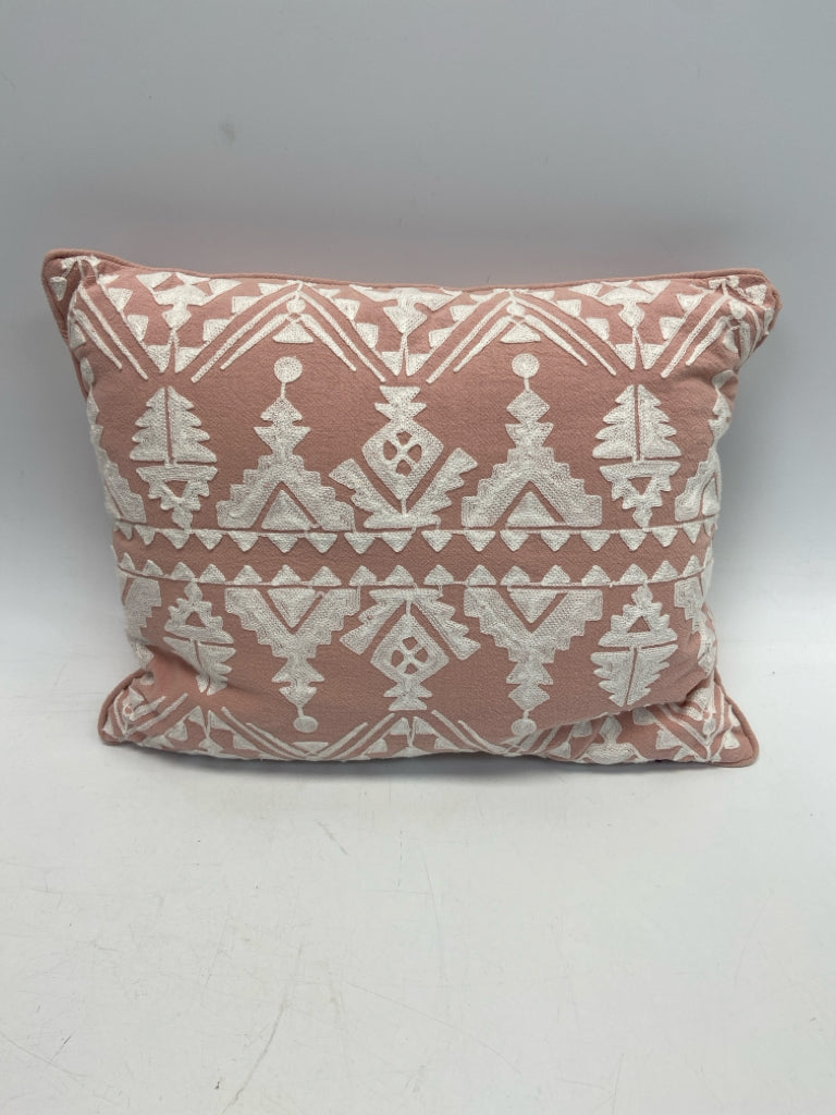 Pink White Print Pillow