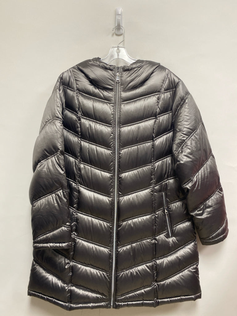 Calvin Klein Size 1X Charcoal Puffer Metallic Plus Size Jacket