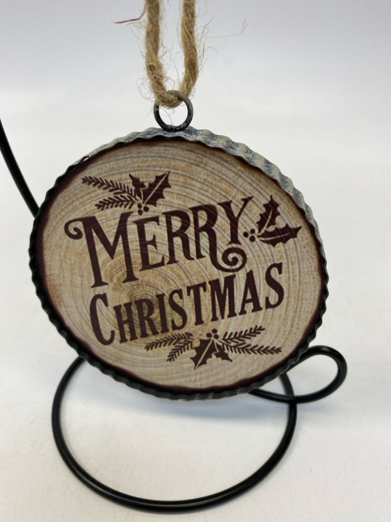 Tan Red Santa Ornaments