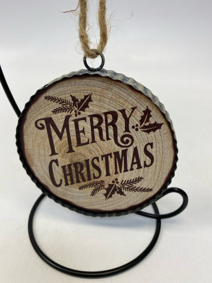 Tan Red Santa Ornaments