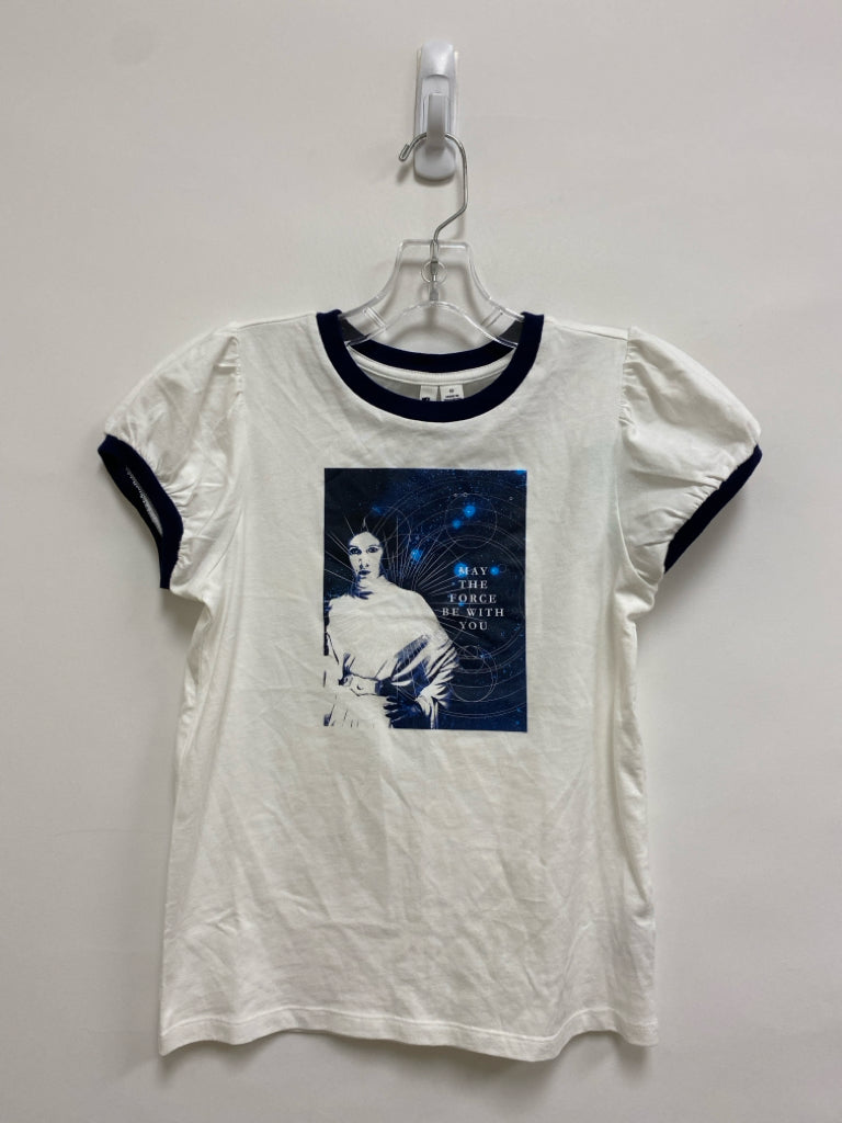 Janie and Jack SIZE 12 White Navy Star Wars Puff Sleeve Girl&
