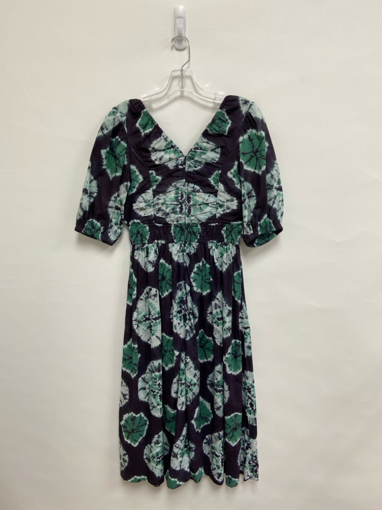 Sea New York Size M Navy Seafoam/White Tie Dye V Neck Ladies Dress