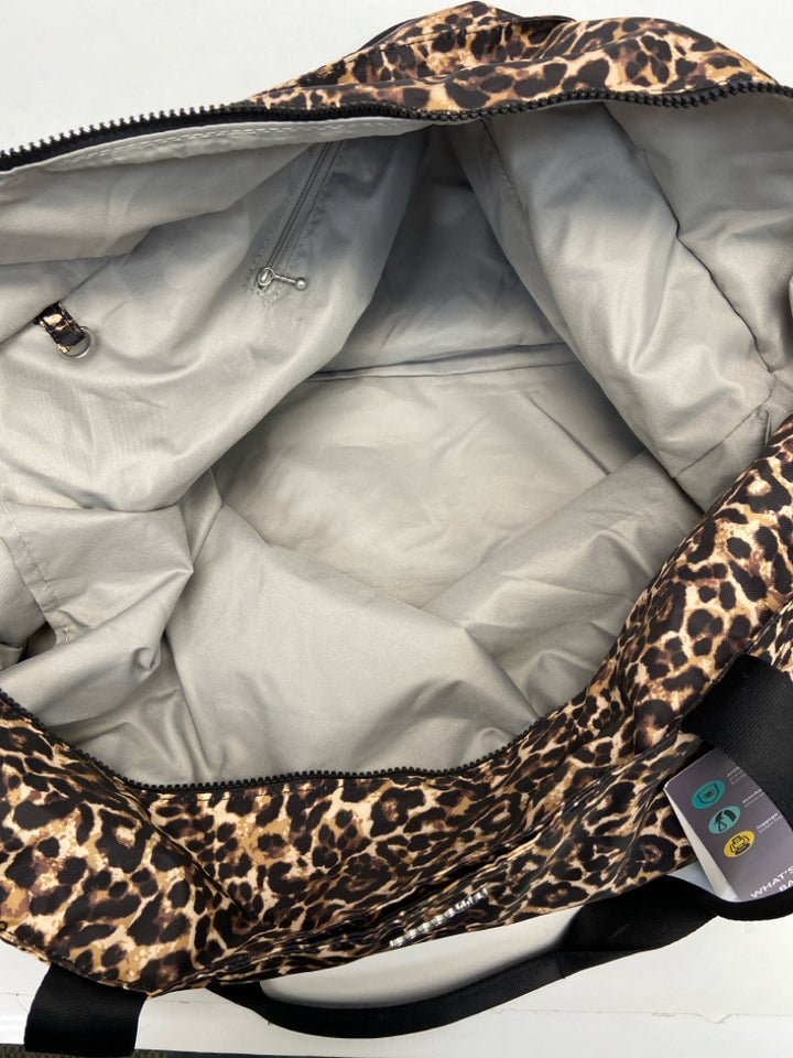 NWT Baggallini Cream Black/Brown Animal Print Duffle Bag
