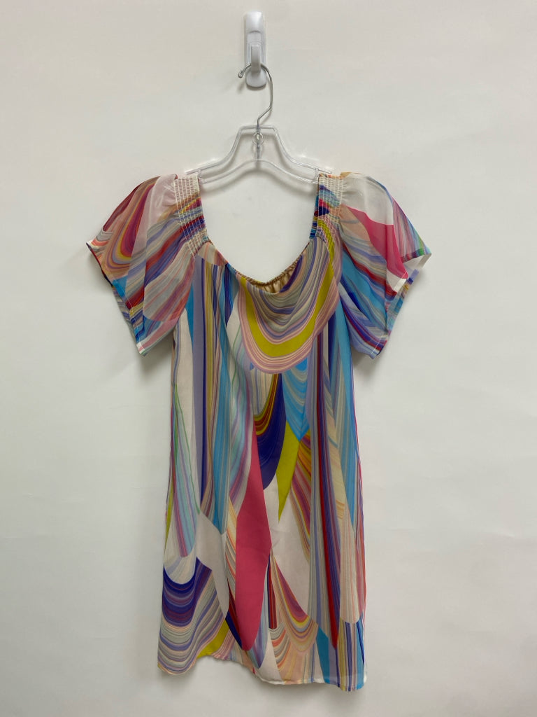 Trina Turk Size 0 White/Pink Turquoise/Multi Abstract Ladies Dress