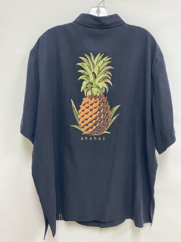 Tori Richard Size 2X Black Pineapples Silk Blend Men&