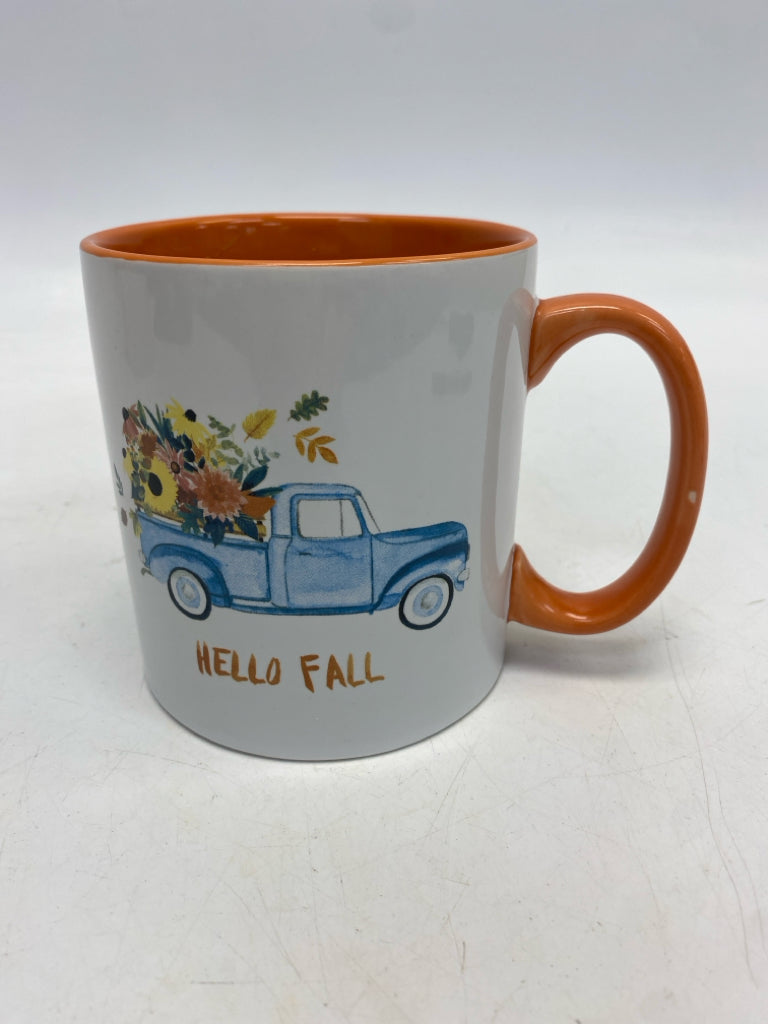 White Orange Words Ceramic Fall