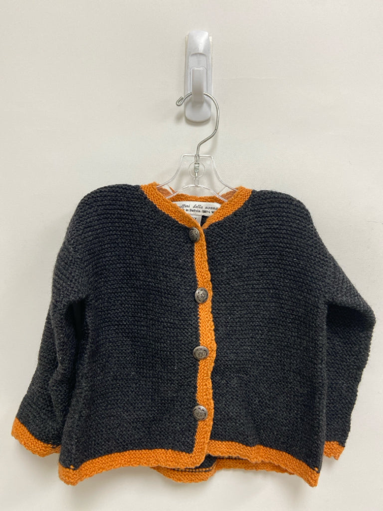 SIZE 12M Charcoal Orange Trimmed Button Up Wool Boy&