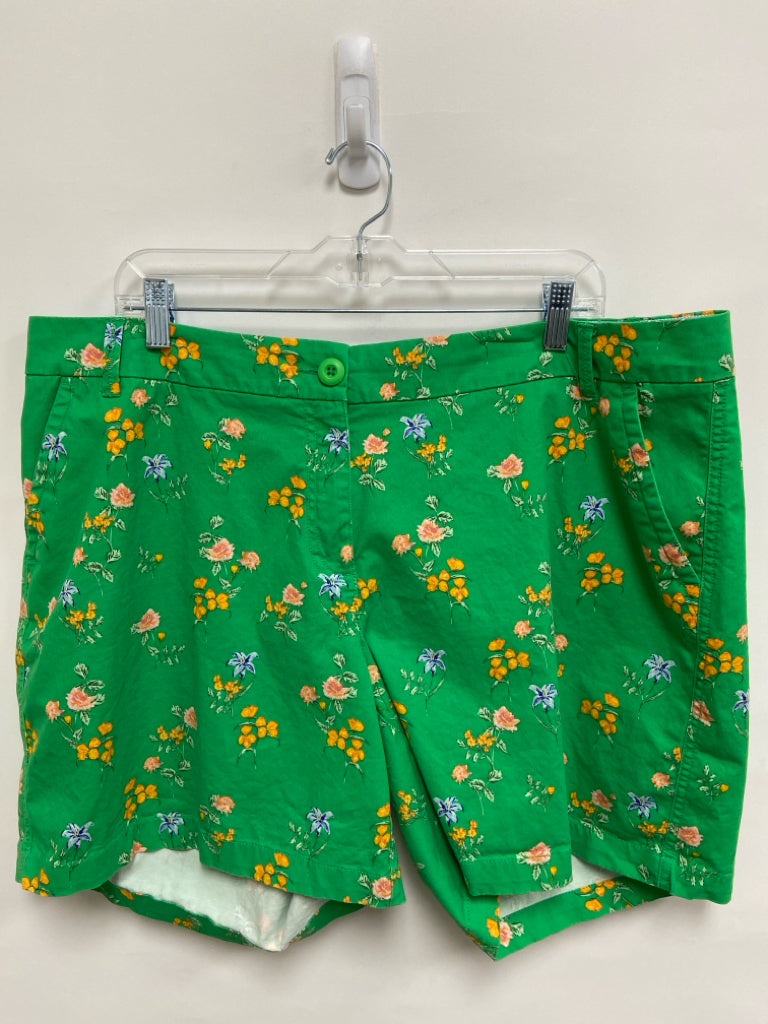 Crown &amp; Ivy  SIZE  18W Green/Pink Orange/Blue Flowers Plus Size Shorts