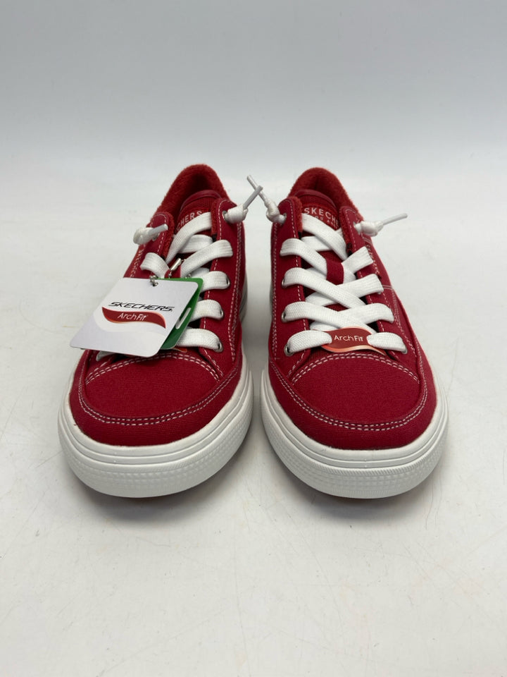 Skechers  Size 7 Red White Lace-up Fabric Sneakers