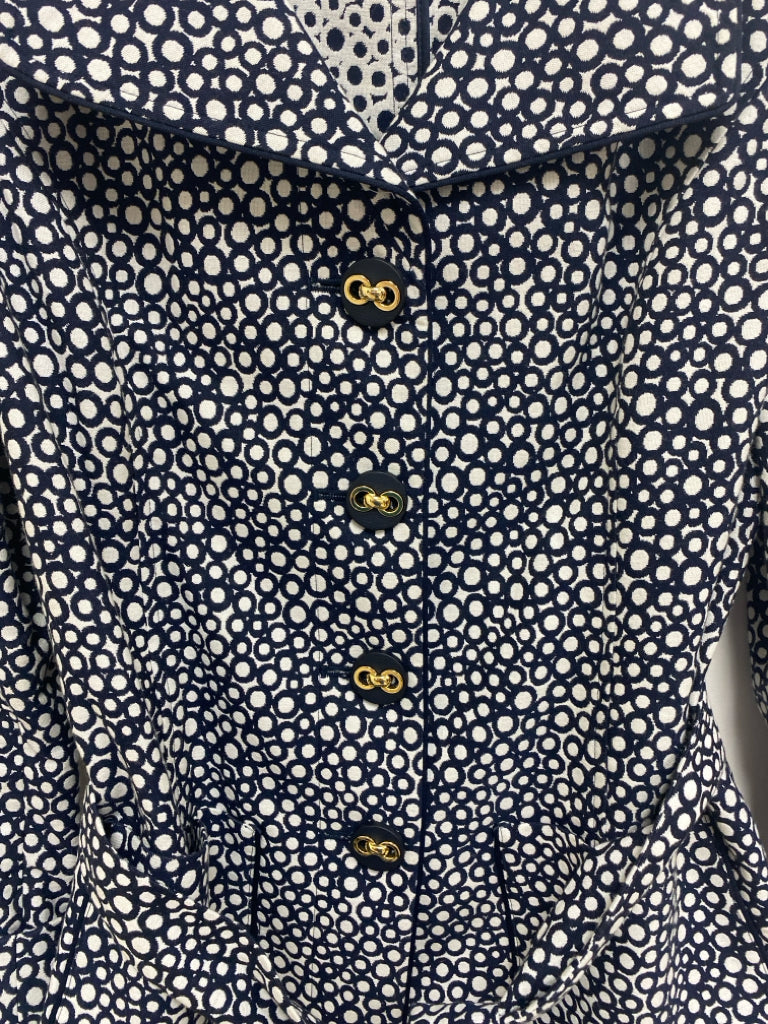 Size S Navy White Circles Button Up Ladies Jacket