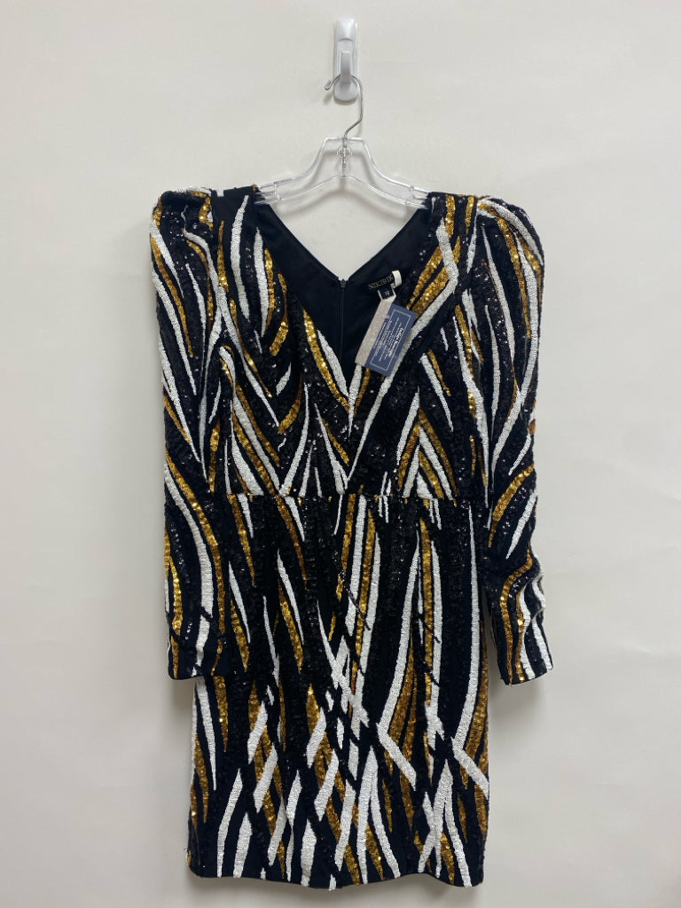NWT NIKIBIKI Size M Black/White Gold Sequins Ladies Dress