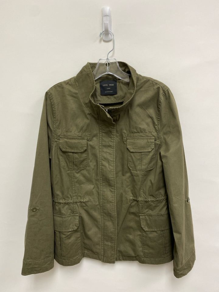 LOVE TREE Size L Dark Olive Zip Down Ladies Jacket