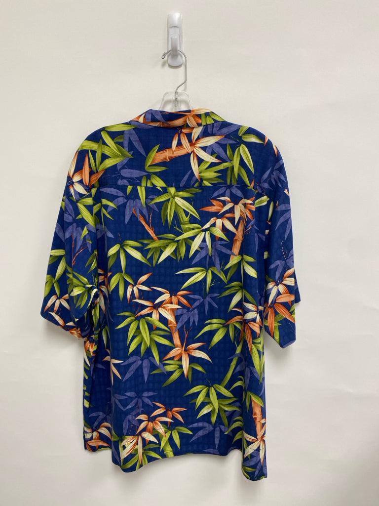 Tommy Bahama Size L Navy Green/Brown Tropical Button Up Men&