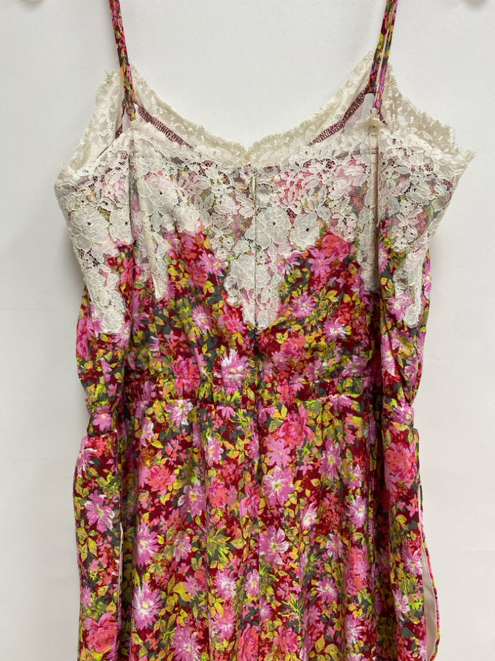 NWT Size S Red/Pink White/Green Floral Sleeveless Ladies Jumpsuit