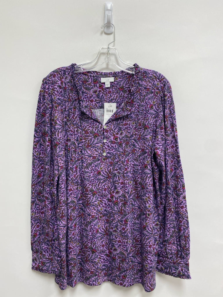 NWT J Jill Size L Purple Navy/Pink Floral Long Sleeve Ladies Top