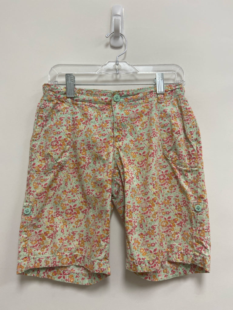 Lands End SIZE 10 Pale Green Orange/Pink Flowers Girl&