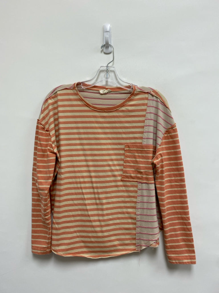 Easel Size M Orange Pink/Yellow Striped Ladies Top