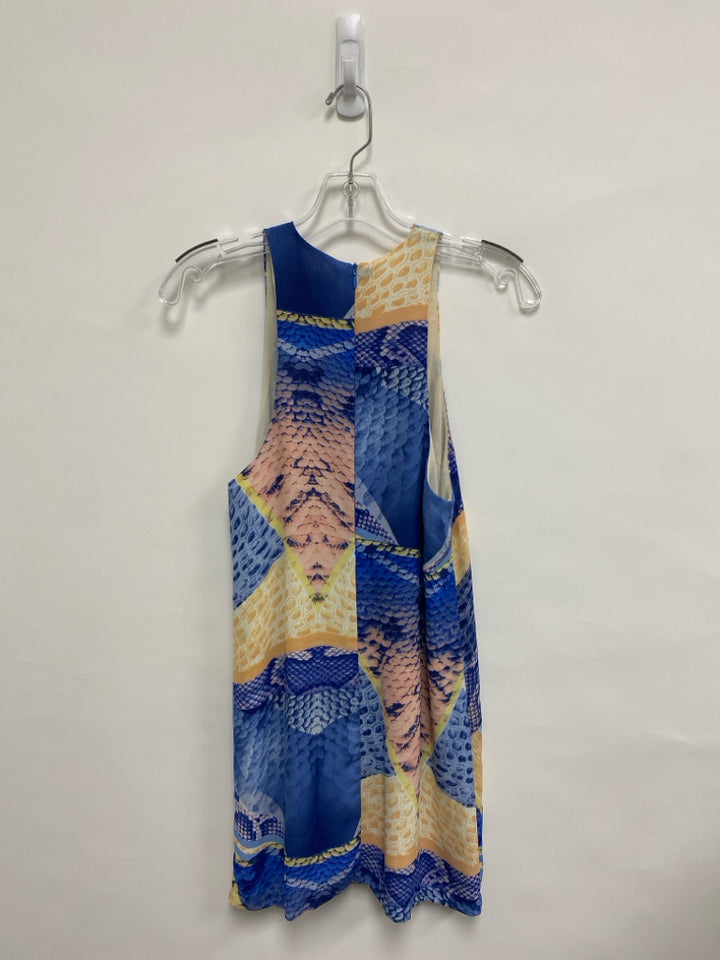 OLIVACEOUS Size M Blue Pink/Yellow Snake Print Sleeveless Ladies Dress