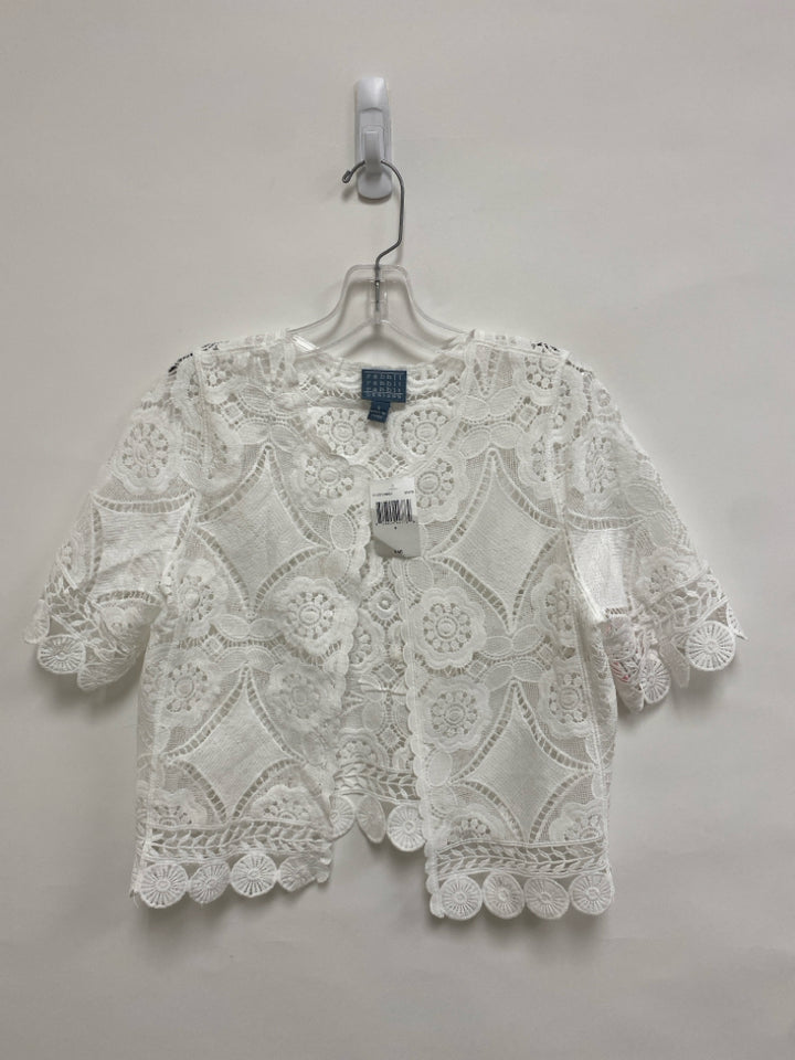 NWT Size S White Flowers Lace Ladies Sweater