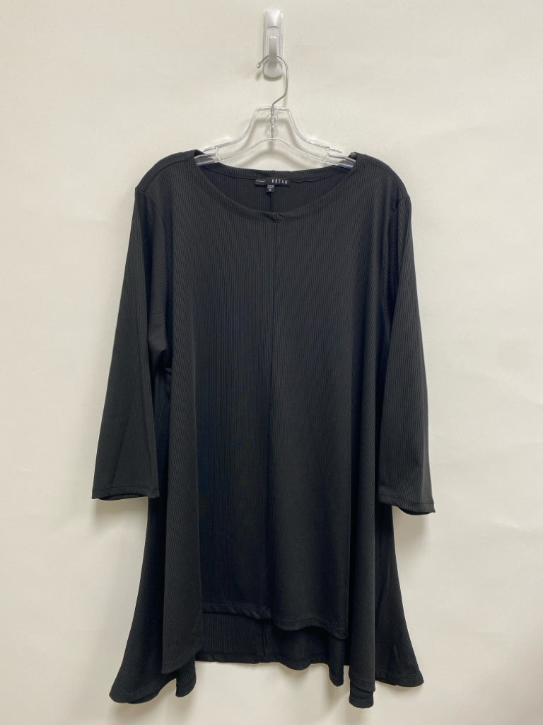 KOZAN  SIZE  1X Black Ribbed Tunic Plus Size Top