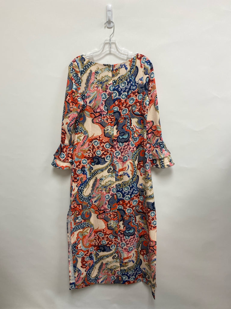 CK Bradley Size S Beige/Blk Red/Multi Abstract Maxi Ladies Dress