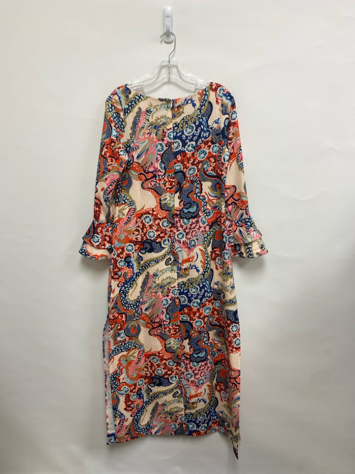 CK Bradley Size S Beige/Blk Red/Multi Abstract Maxi Ladies Dress