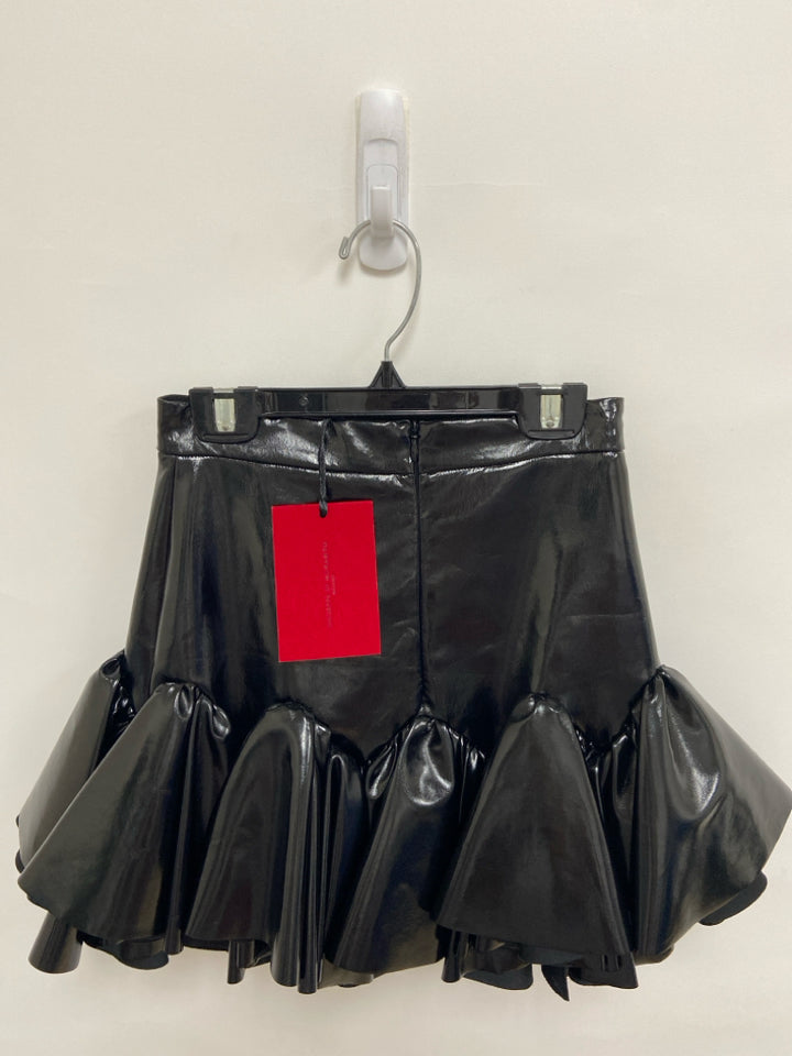 NWT Size XS Black Ruffles Vinyl Ladies Skirt