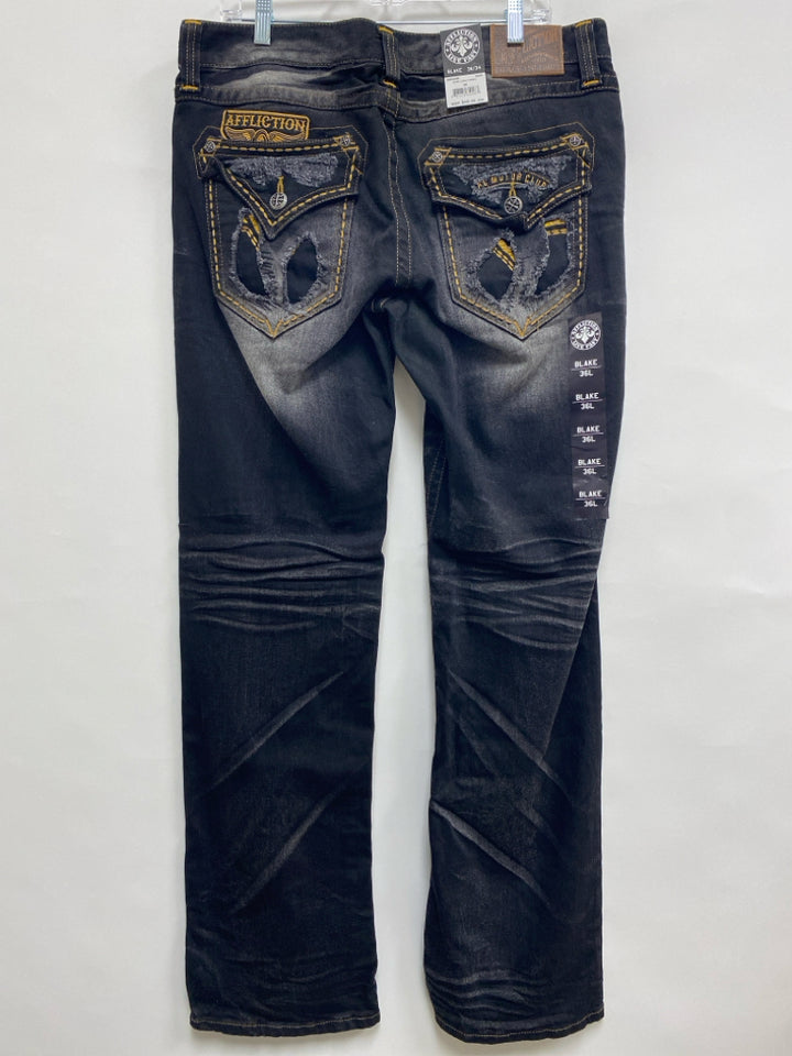 NWT Affliction Size 36 Faded Black Distressed Men&