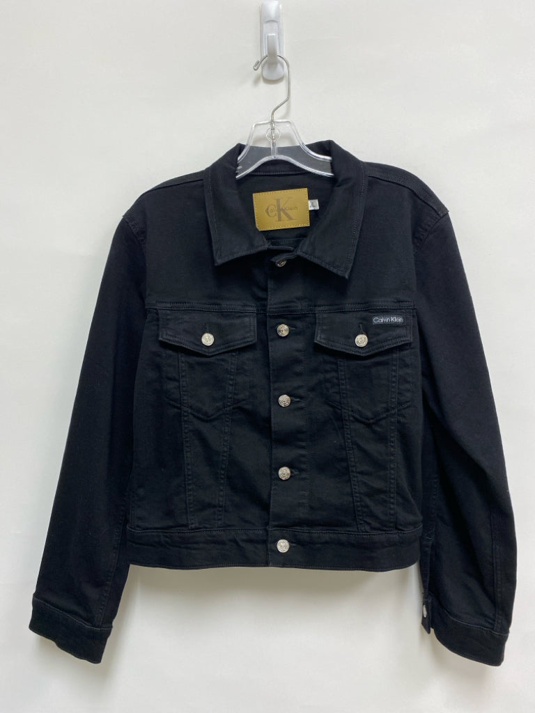 Calvin Klein Size L Black Button Up Denim Ladies Jacket
