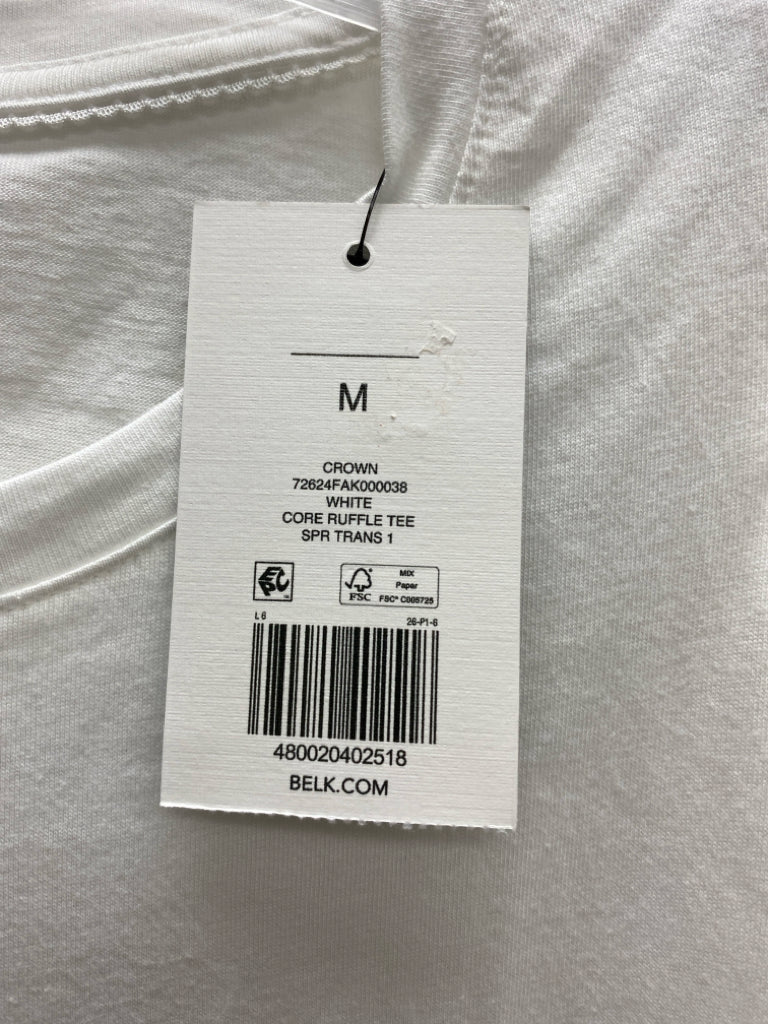 NWT Crown &amp; Ivy Size M White Puff Sleeve Ladies Top